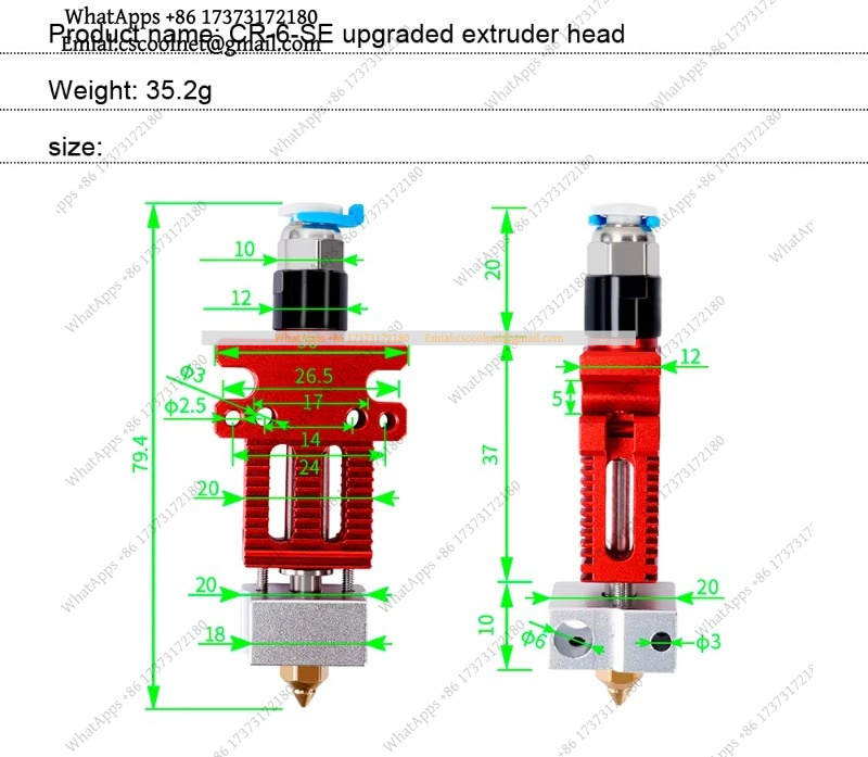 Creality Printer Ender 3 - Kit estrusore MK8 in metallo JS03,